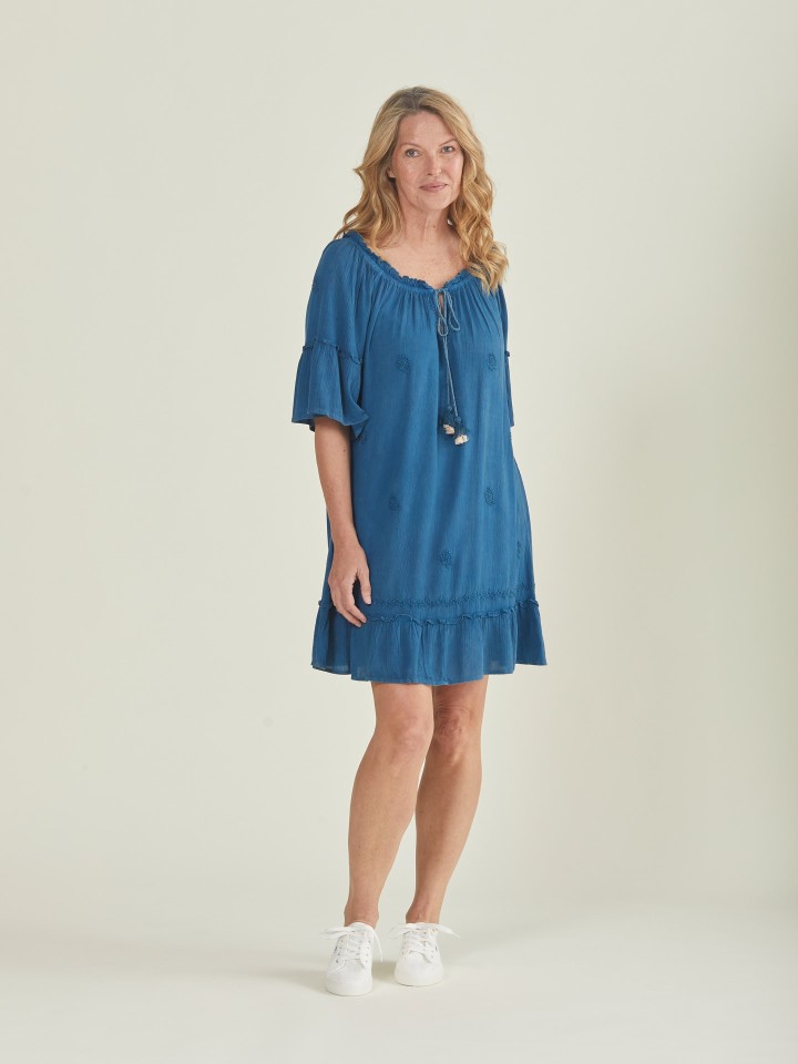 Vestido Curto Com Efeito Lavado