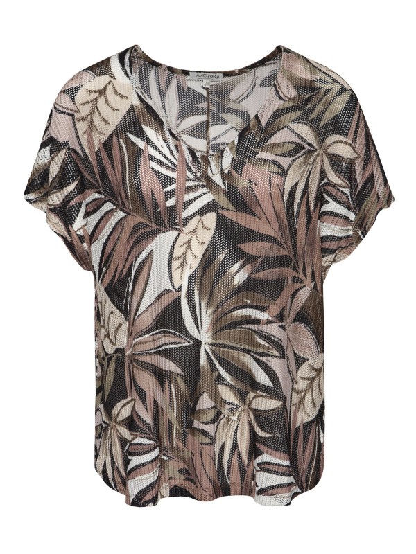 Blusa De  Malha Perfurada Elastica Tropical