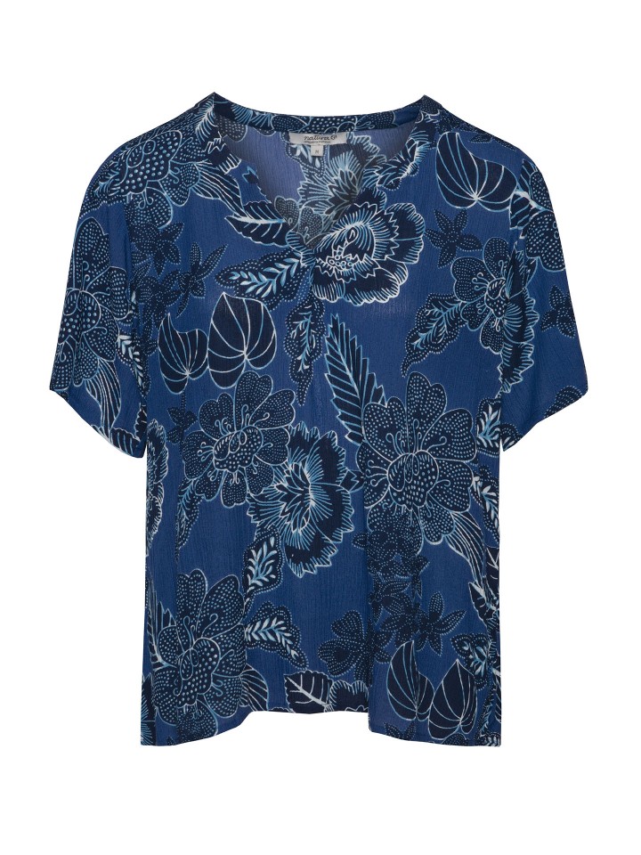 Blusa Com Padrao Floral Azul