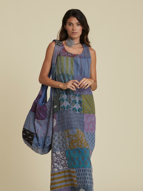 Vestido Comprido Patchwork Preserve