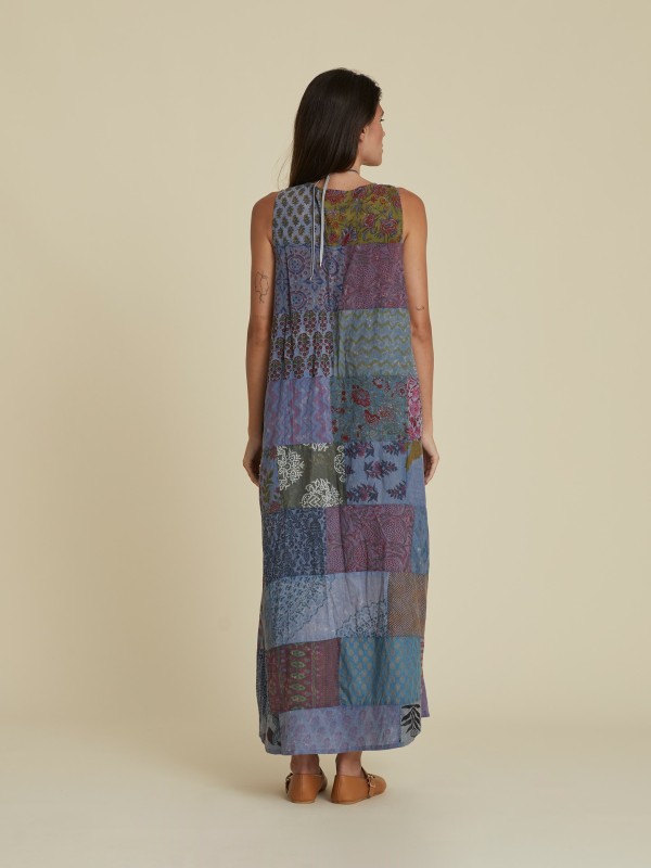 Vestido Comprido Patchwork Preserve