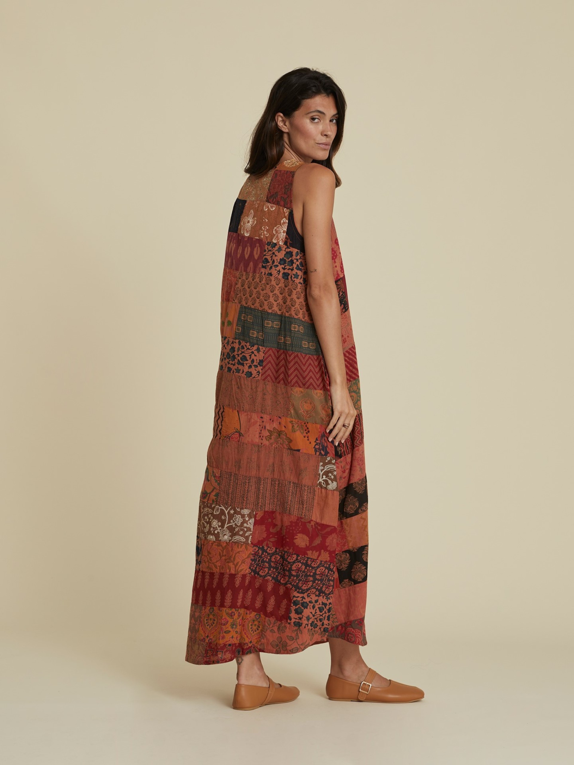 Vestido Comprido Patchwork Preserve