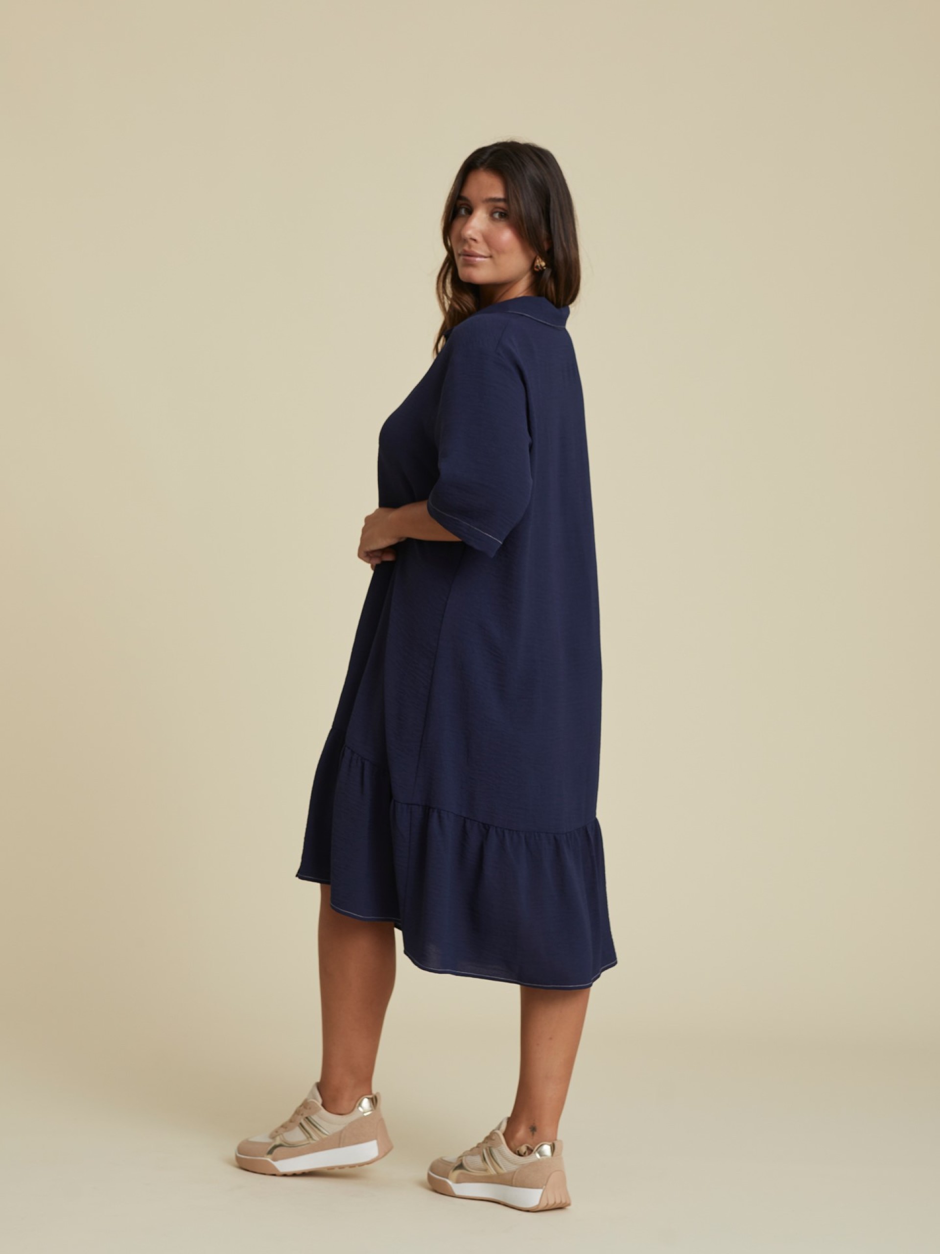 Vestido Midi Camiseiro Azul