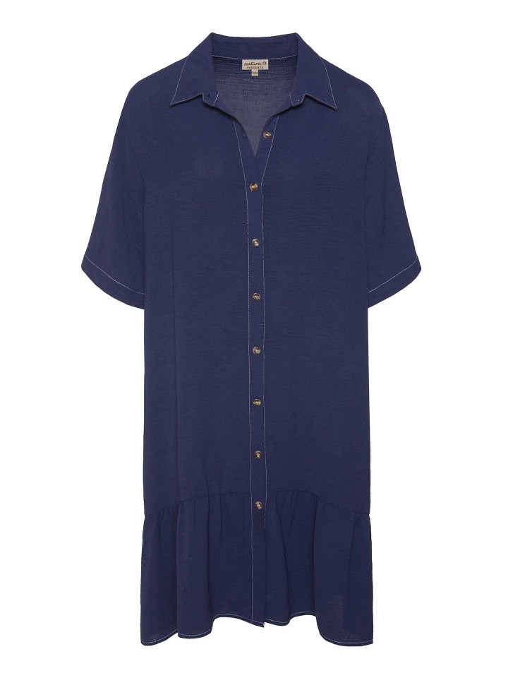 Vestido Midi Camiseiro Azul