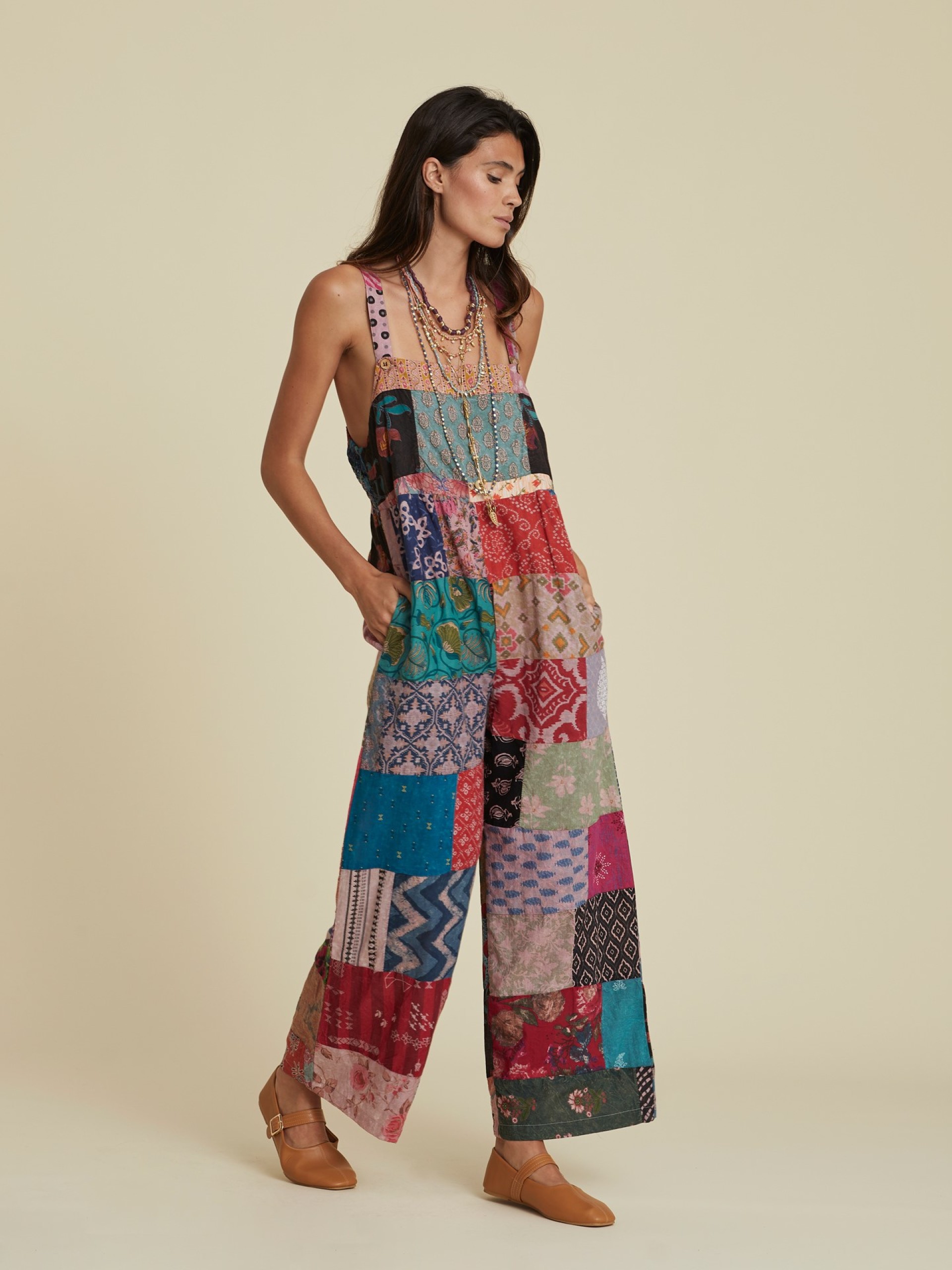 Jardineiras Compridas Patchwork Preserve