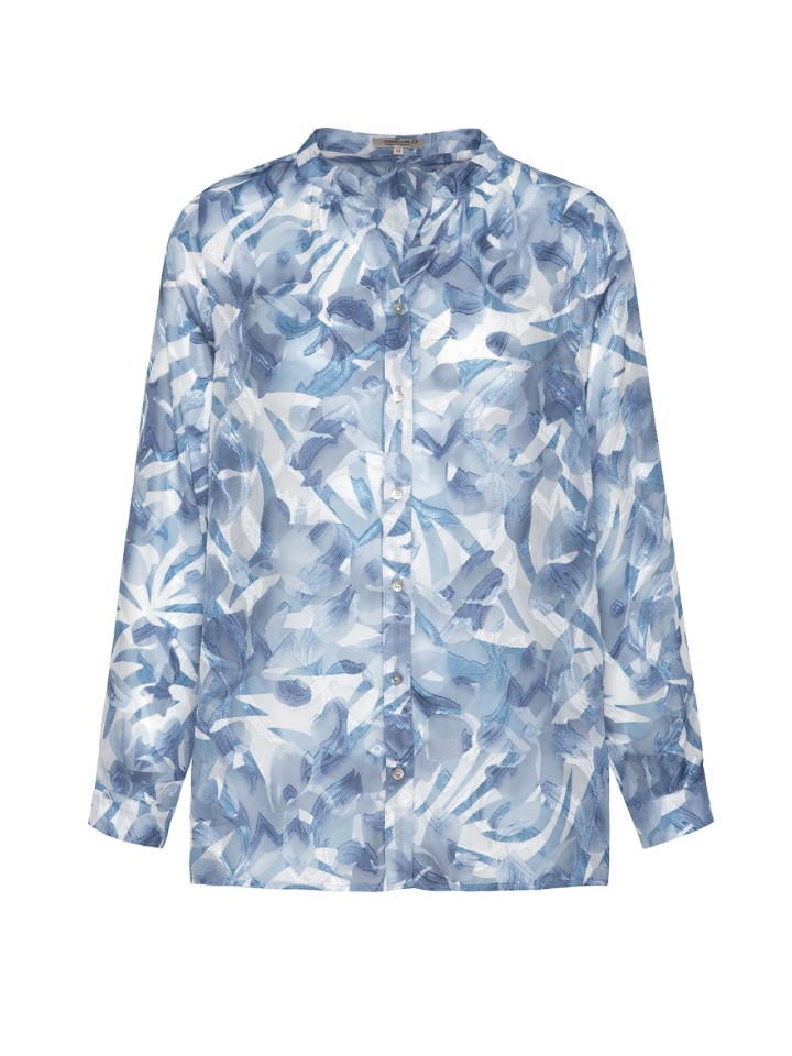 Camisa Comprida Em Chiffon