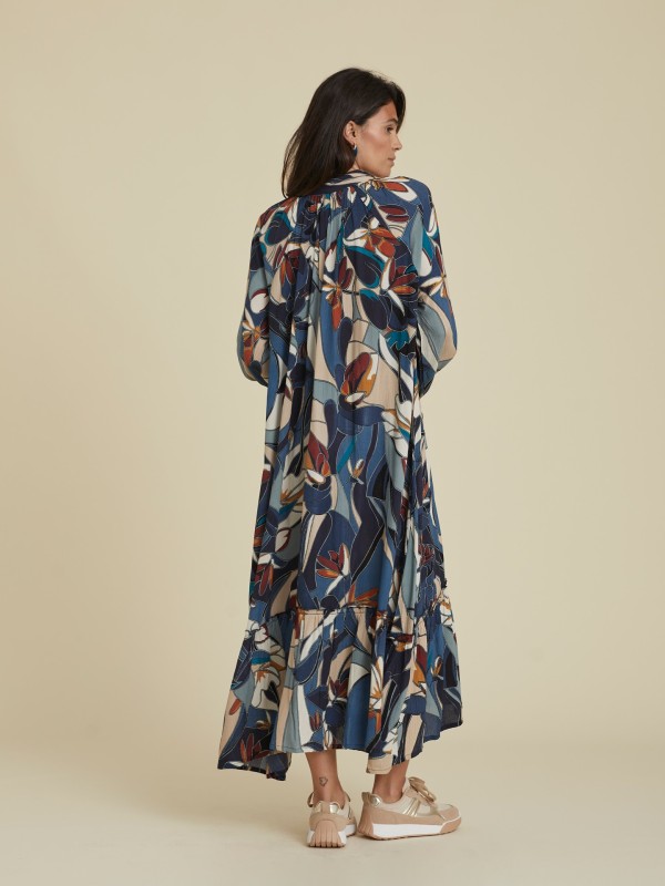 Vestido Com Padrao Retro Azul Vestido Com Padrao Retro Azul
