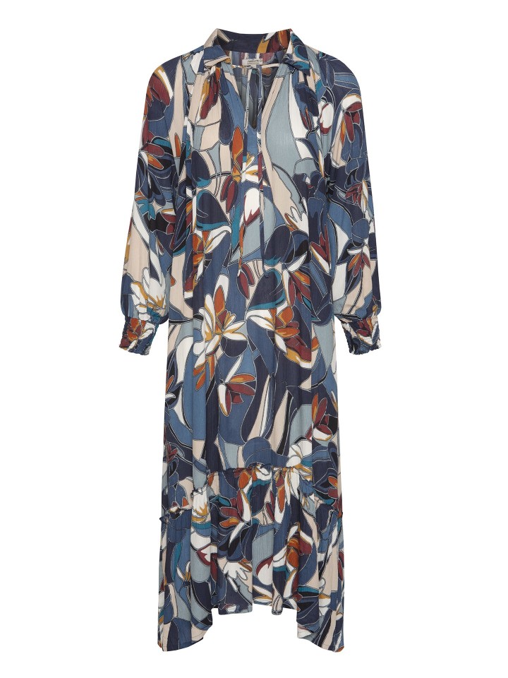 Vestido Com Padrao Retro Azul