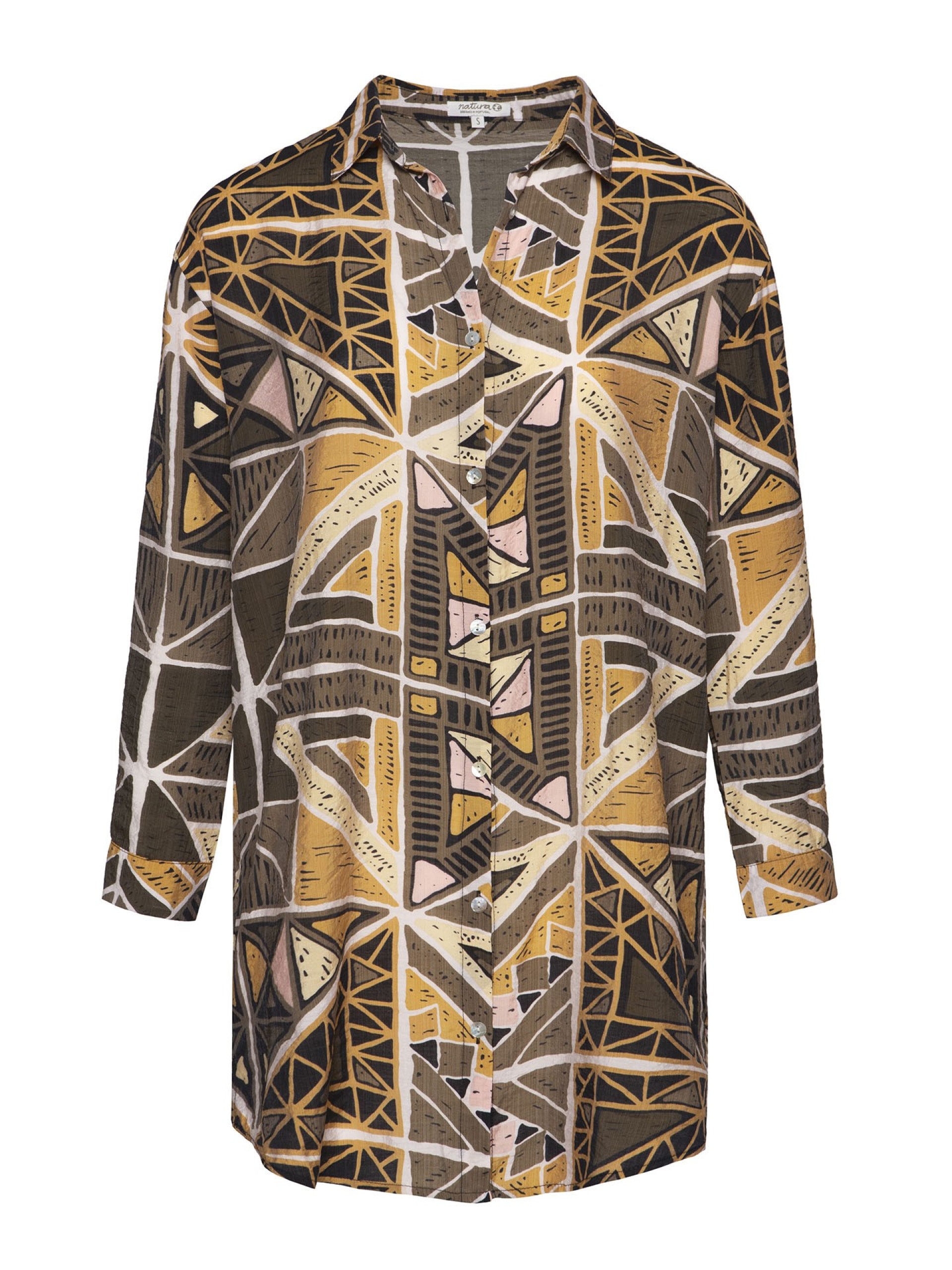 Camisa Comprida Com Estampado Geometrico