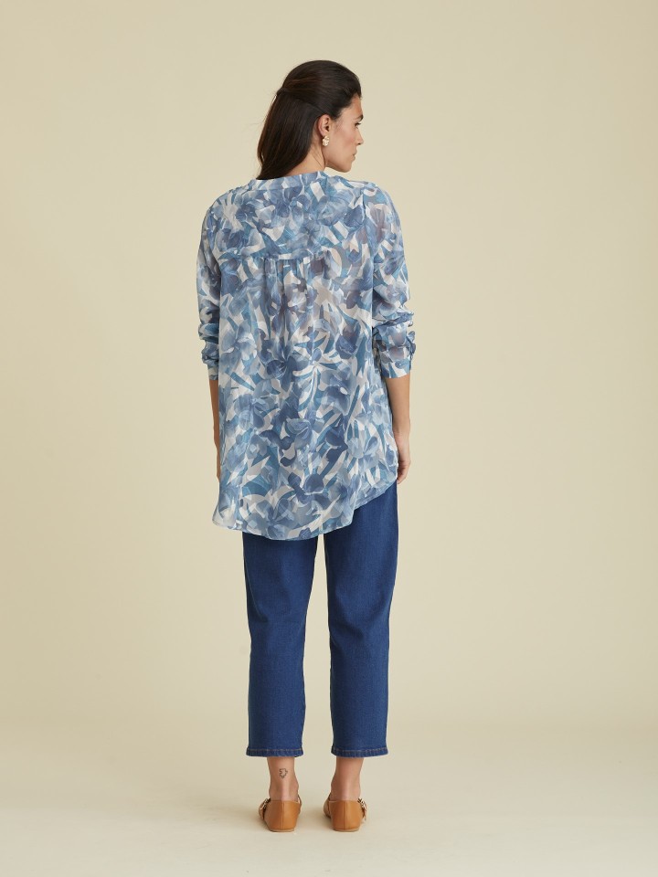 Camisa Comprida Em Chiffon