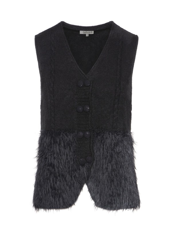 Colete Preto Com Pelo