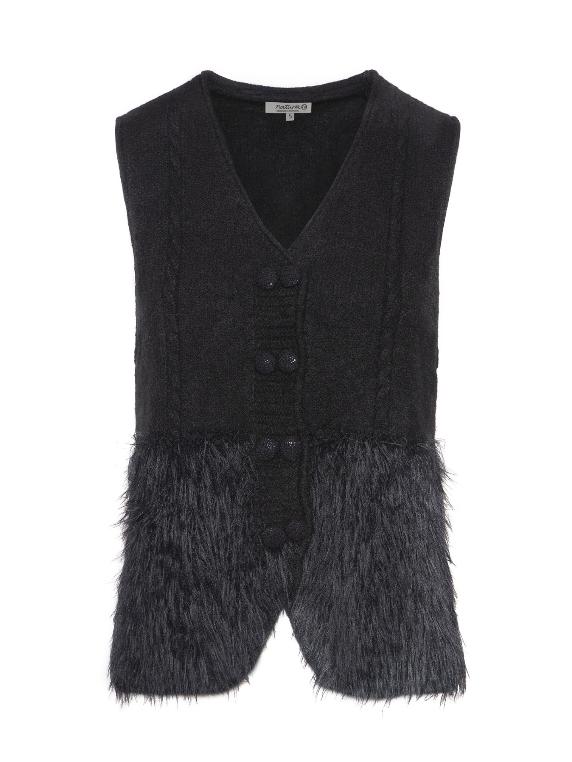 Colete Preto Com Pelo