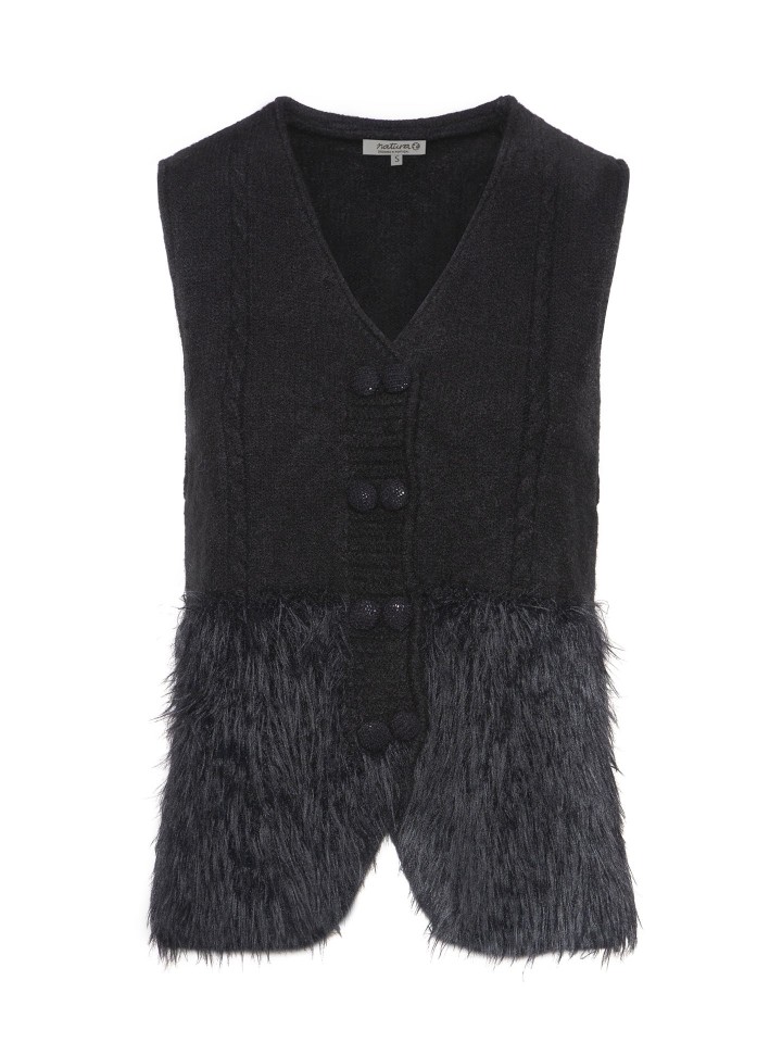 Colete Preto Com Pelo