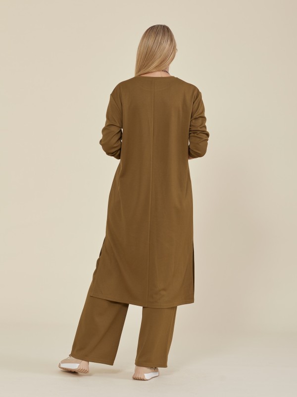 Vestido Midi Solido Mostarda Vestido Midi Solido Mostarda