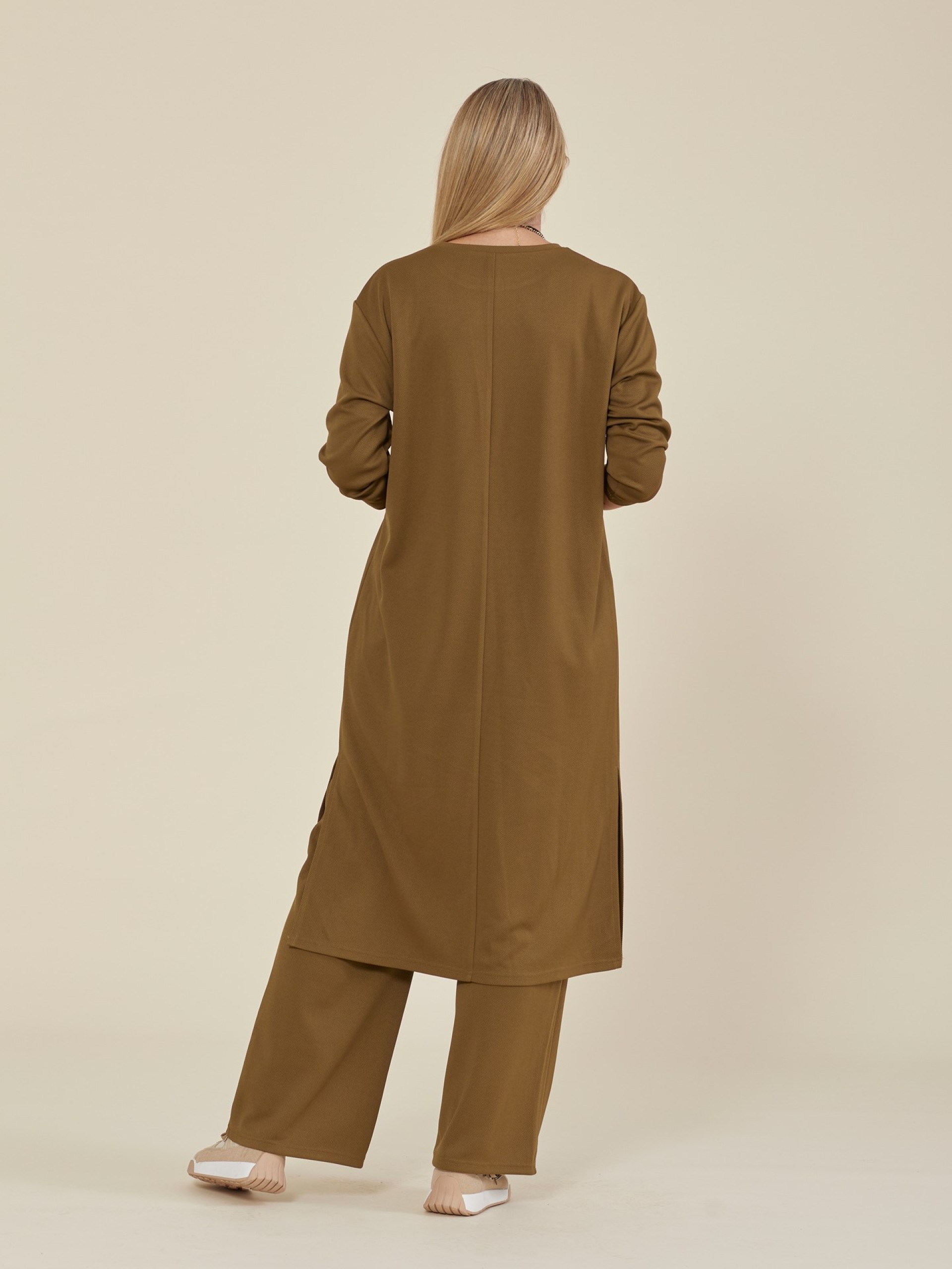 Vestido Midi Solido Mostarda