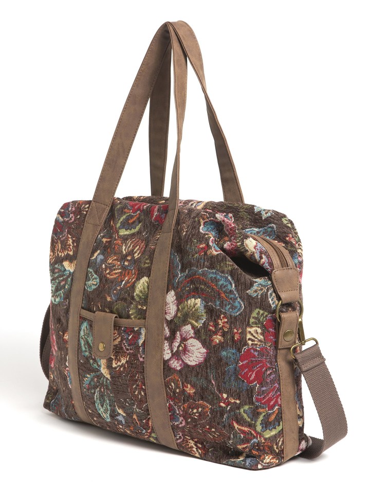 Mala Shopper Com Em Tecido Jacquard.