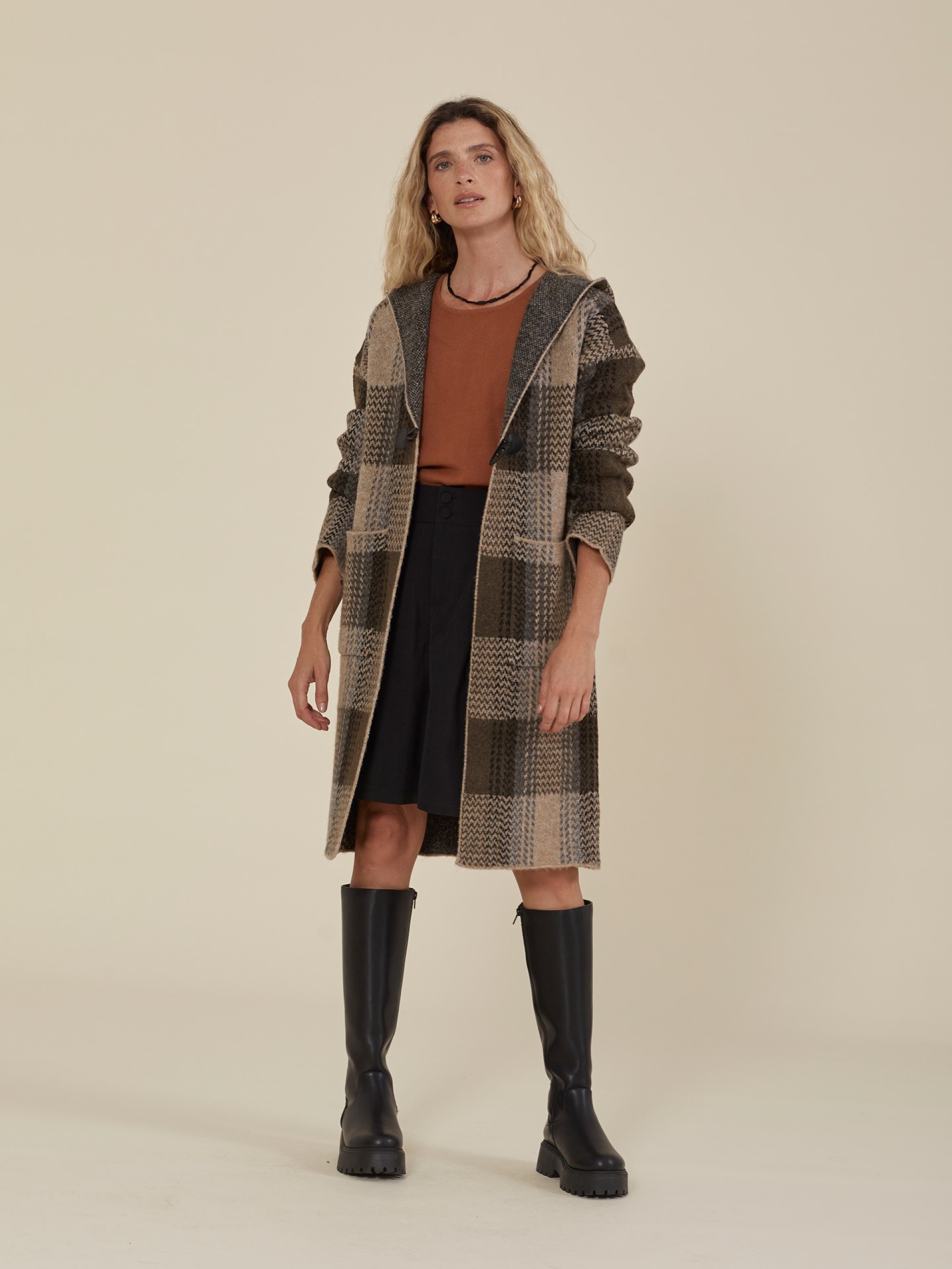 Casaco Comprido De Malha Com Padrao