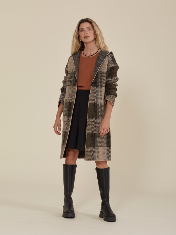 Casaco Comprido De Malha Com Padrao Casaco Comprido De Malha Com Padrao