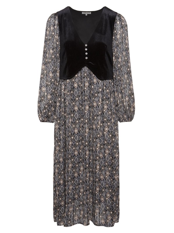 Vestido Preto Com Padrao Geometrico