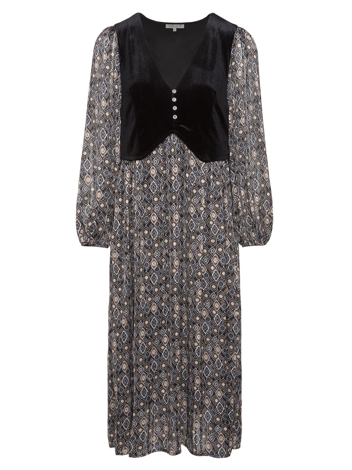 Vestido Preto Com Padrao Geometrico