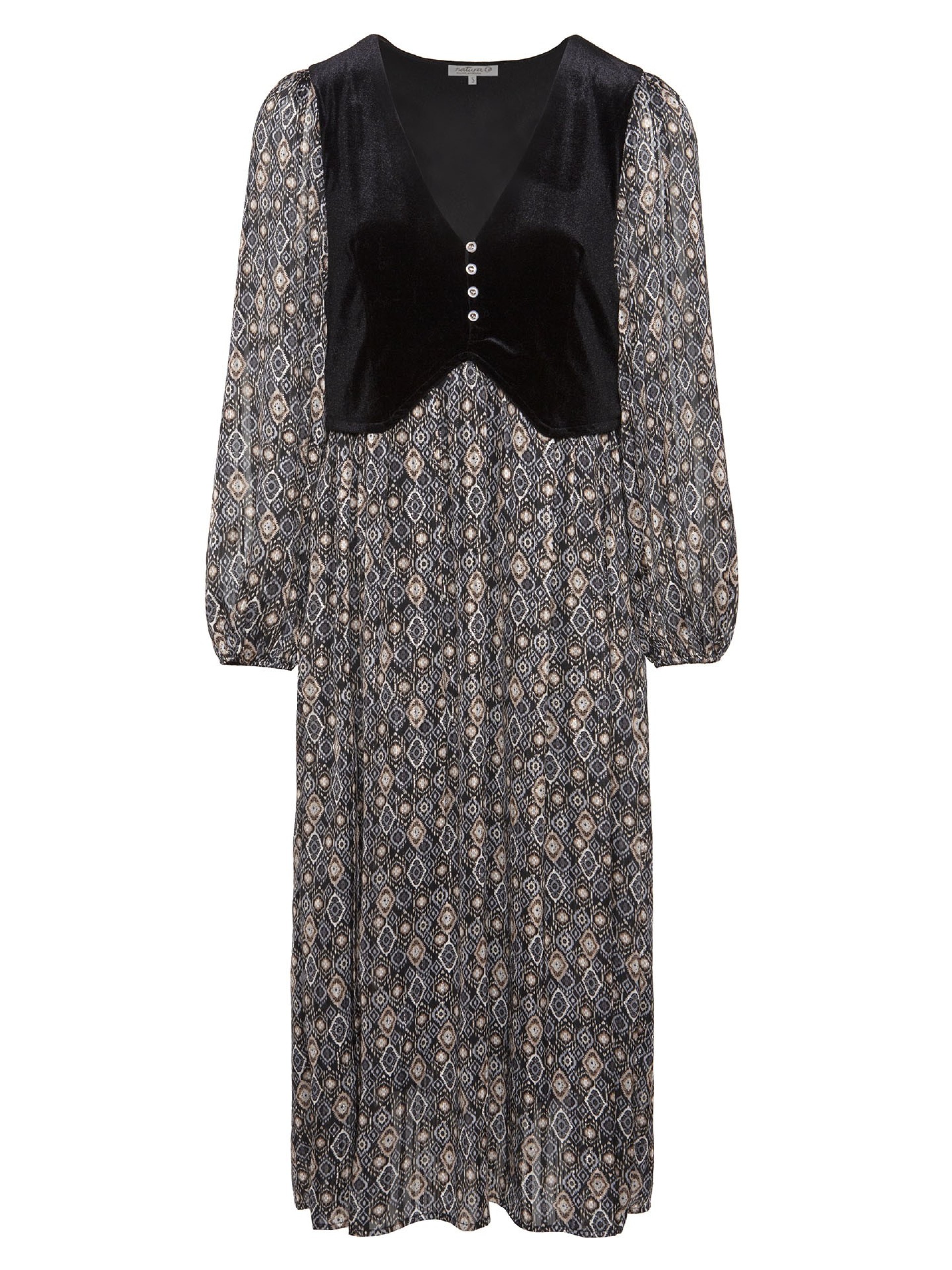 Vestido Preto Com Padrao Geometrico