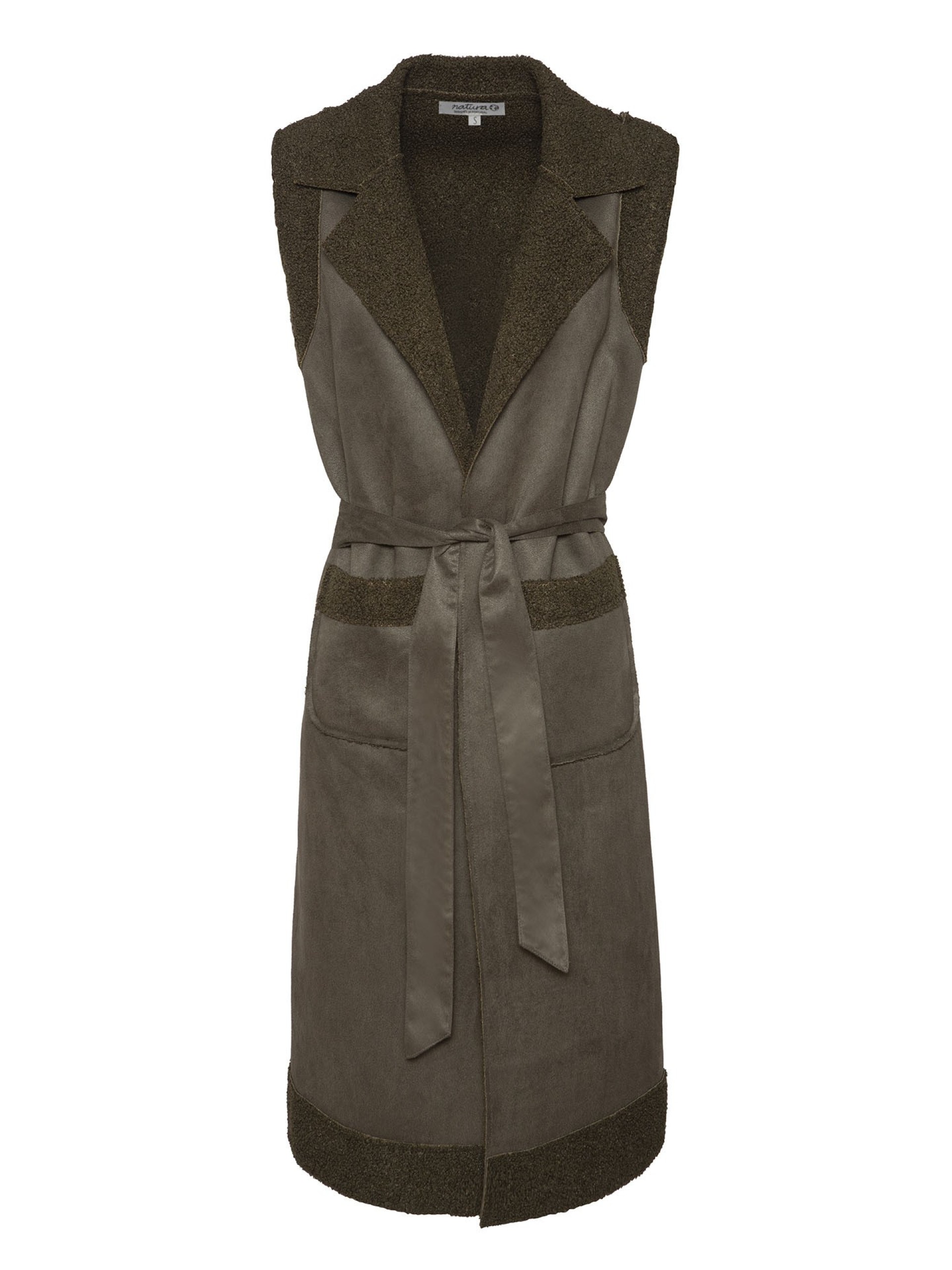 Colete Comprido Com Efeito De Camurca