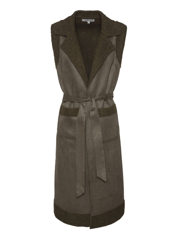 Colete Comprido Com Efeito De Camurca