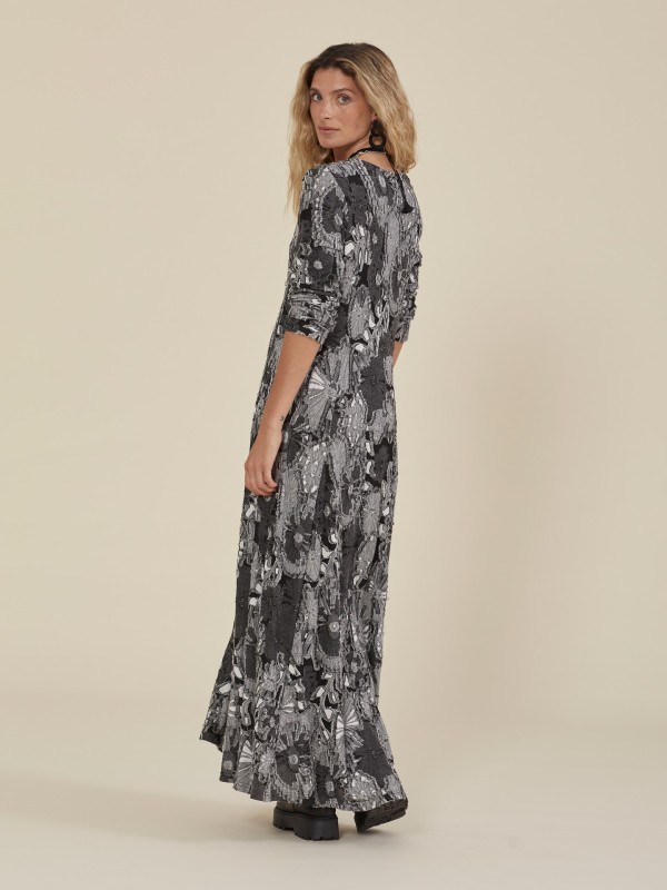 Vestido Comprido De Malha Cinza