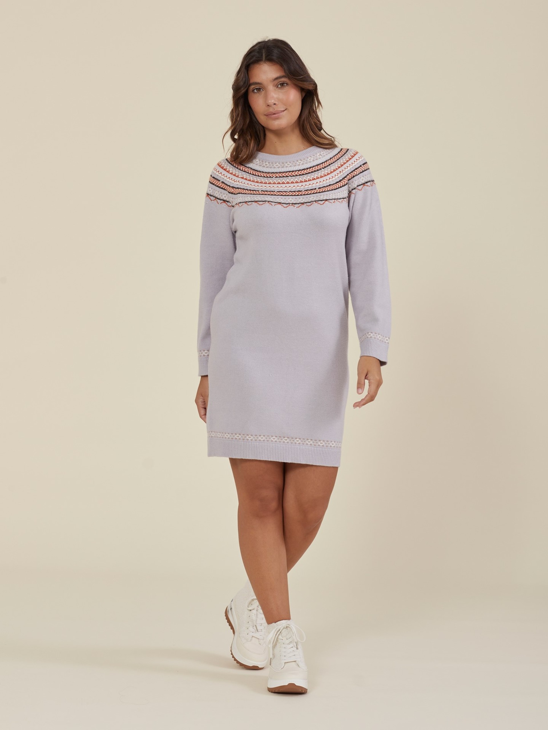 Vestido Curto De Malha Com Padrao