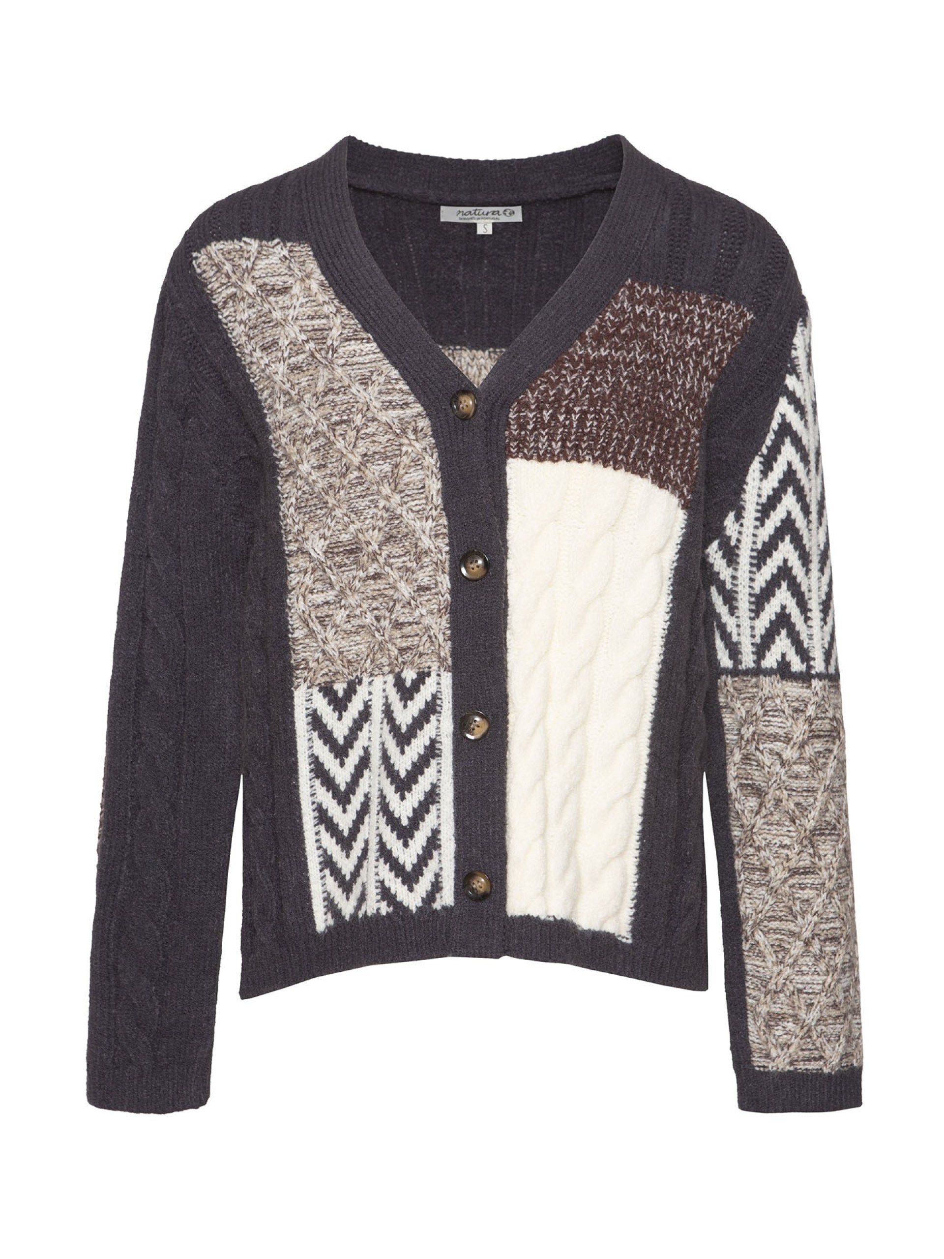 Cardigan De Malha Patchwork