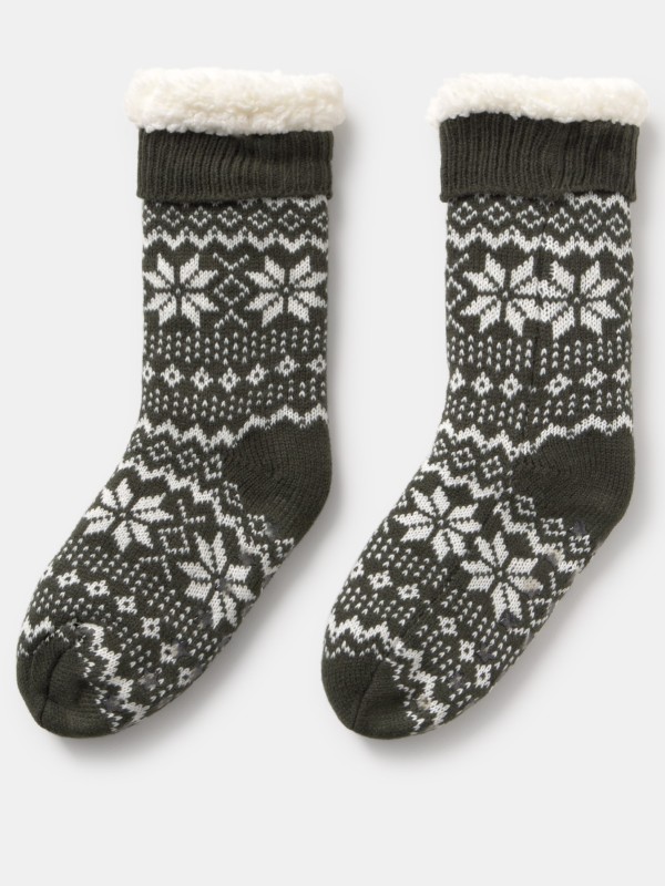 Meia tricot jacquard shearling