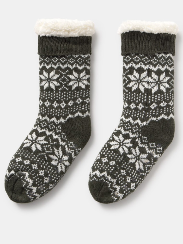 Meia tricot jacquard shearling