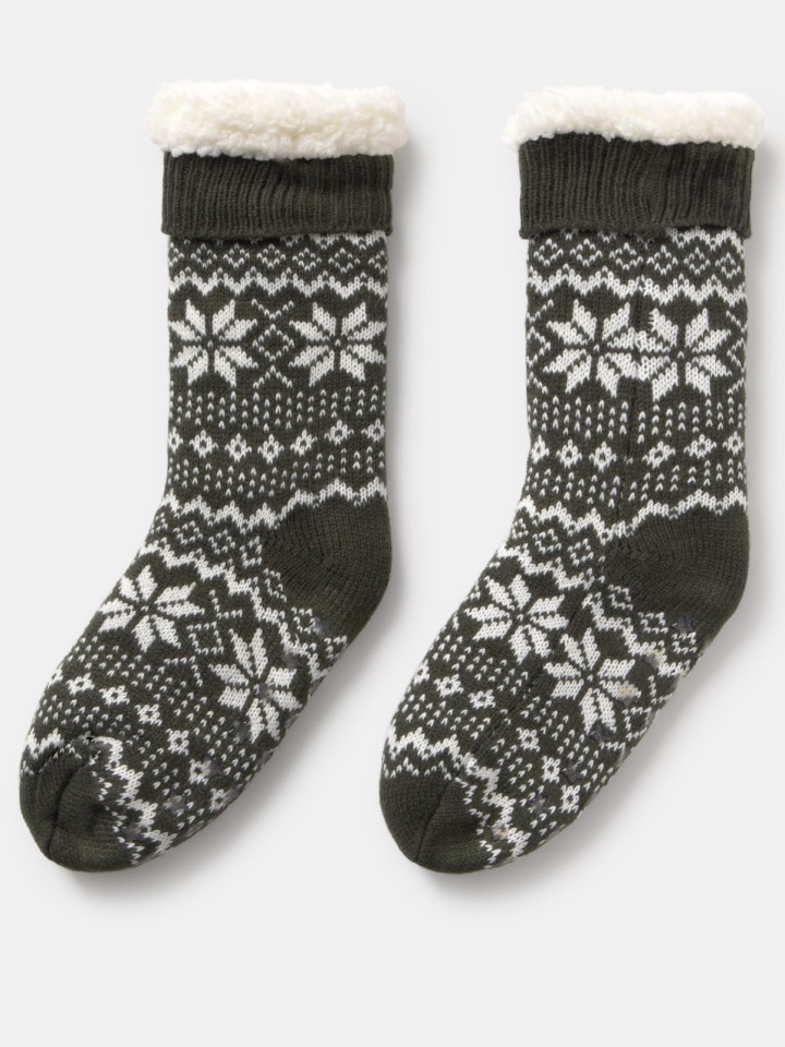 Meia tricot jacquard shearling Meia tricot jacquard shearling