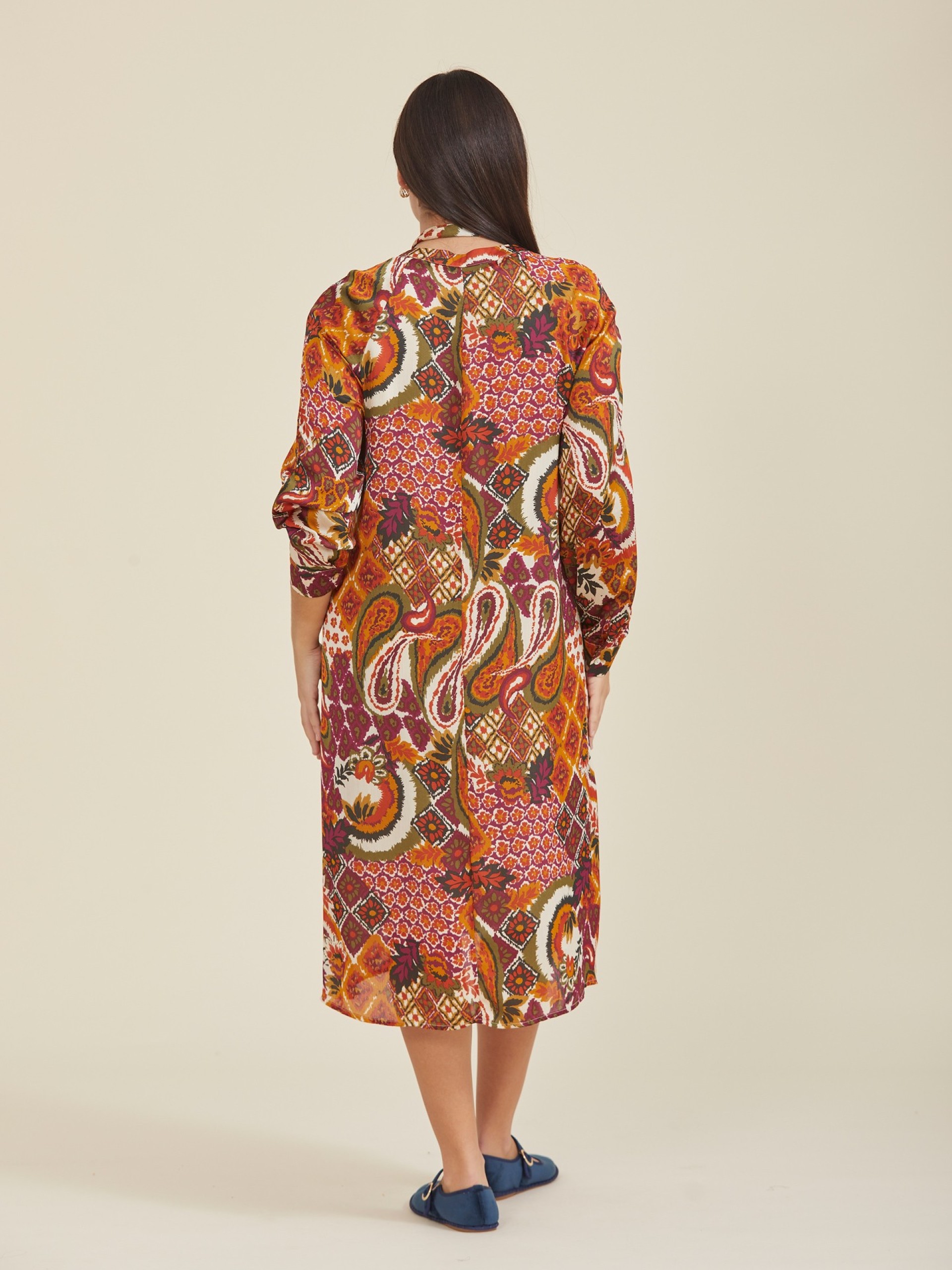 Vestido Curto Estampado Laranja