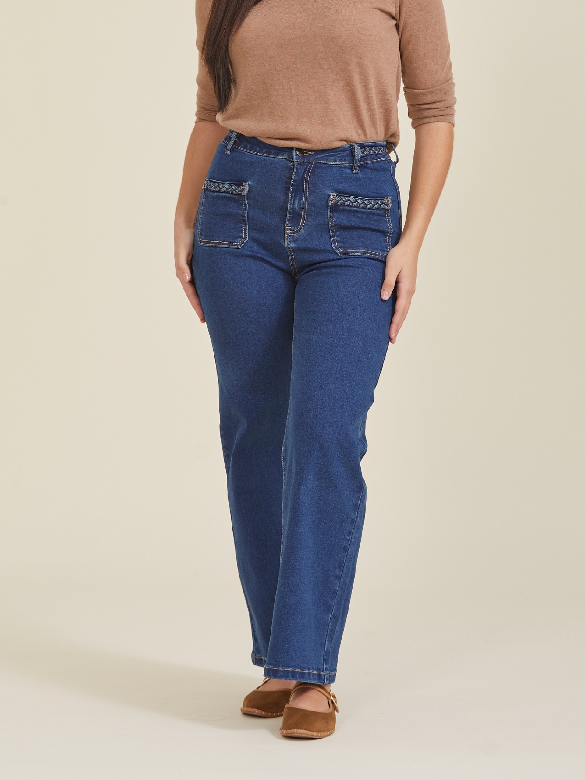 Jeans High-Waist Com tranca