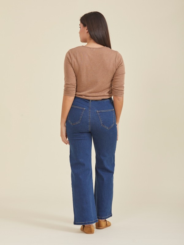 Jeans High-Waist Com tranca Jeans High-Waist Com tranca