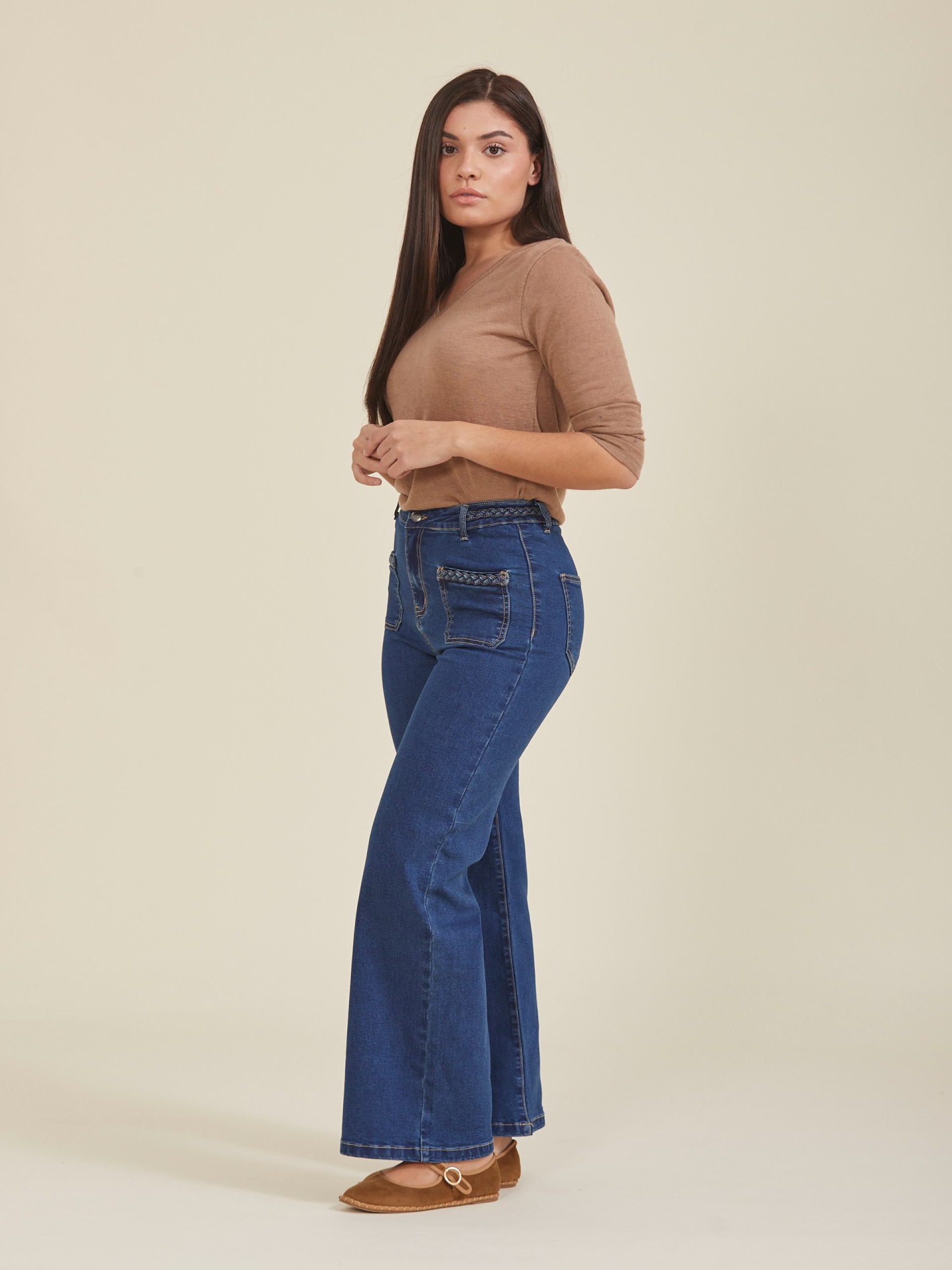 Jeans High-Waist Com tranca