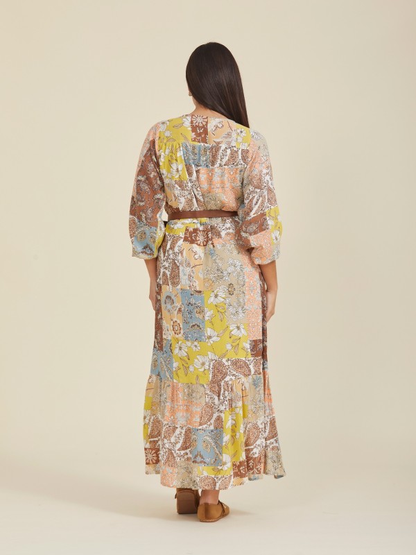 Vestido Comprido Patchwork Vestido Comprido Patchwork