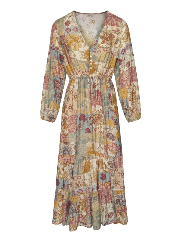 Vestido Comprido Patchwork Laranja Vestido Comprido Patchwork Laranja