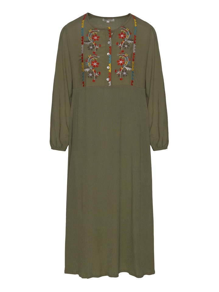 Vestido Midi Bordado Verde