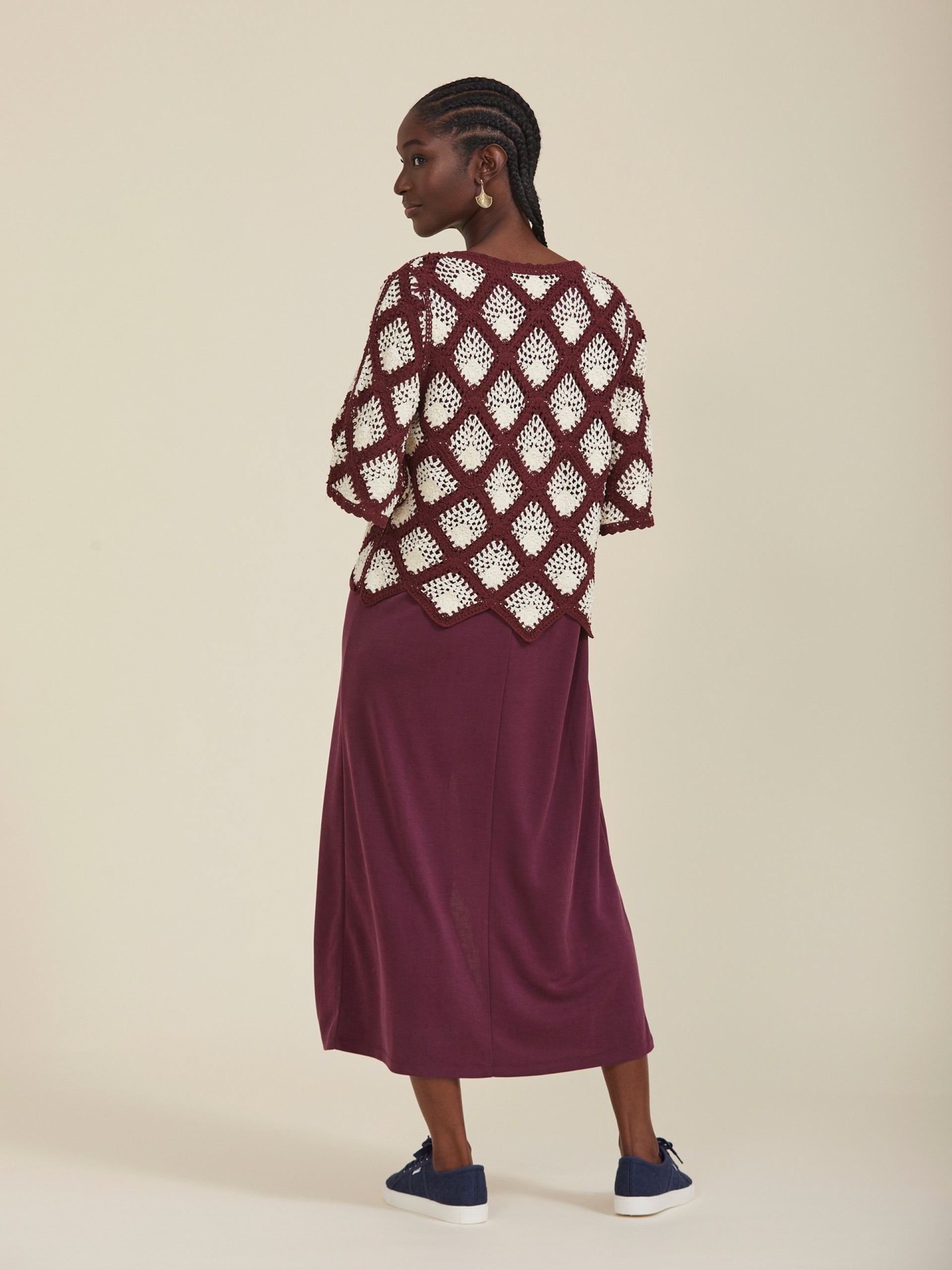 Blusa Efeito Crochet Bordo