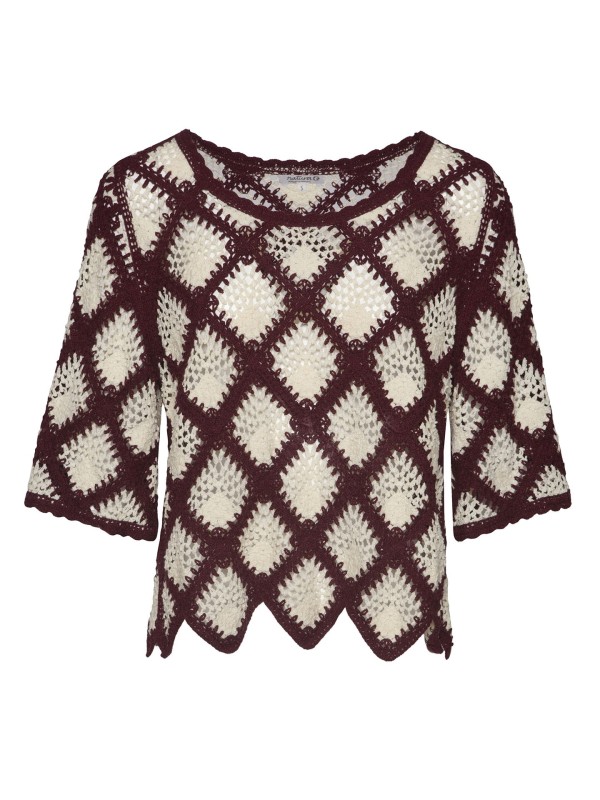 Blusa Efeito Crochet Bordo Blusa Efeito Crochet Bordo