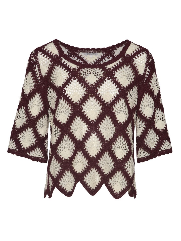 Blusa Efeito Crochet Bordo