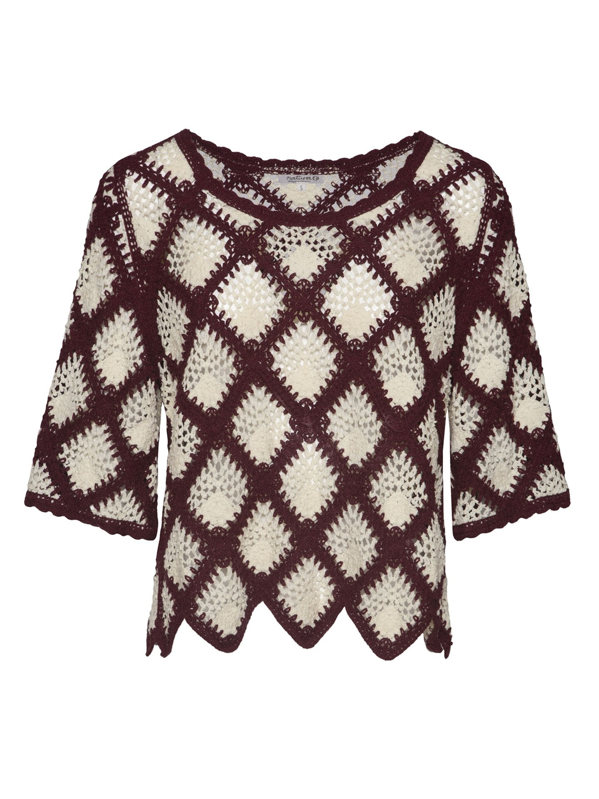 Blusa Efeito Crochet Bordo