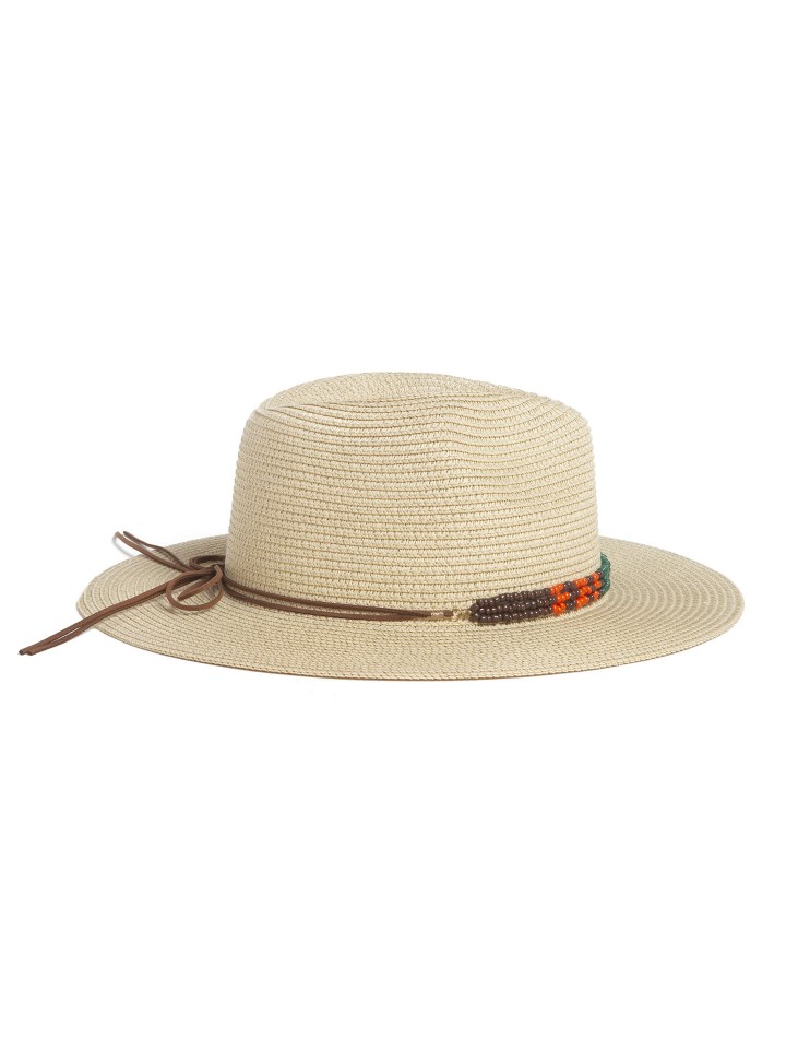 Chapeu de aba larga com missangas