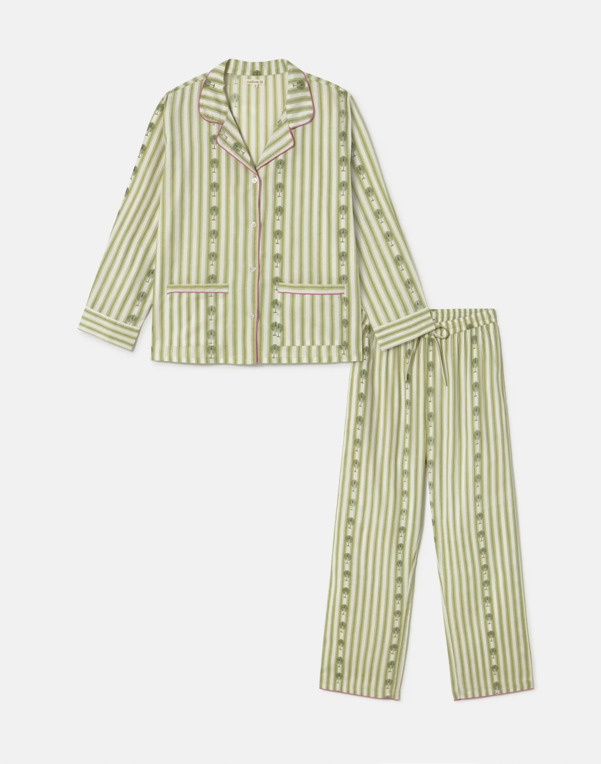 Conjunto de pijama Jaya riscas e palmeiras