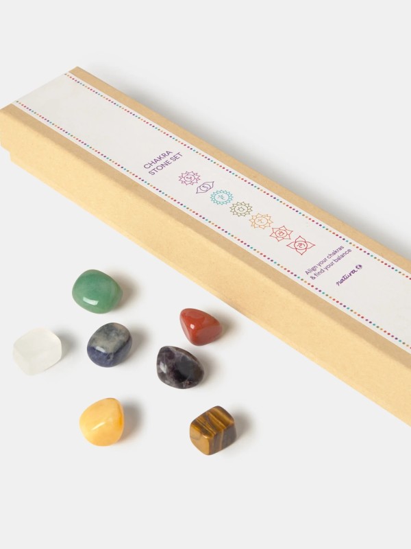 Conjunto de 7 pedras de chakra em caixa