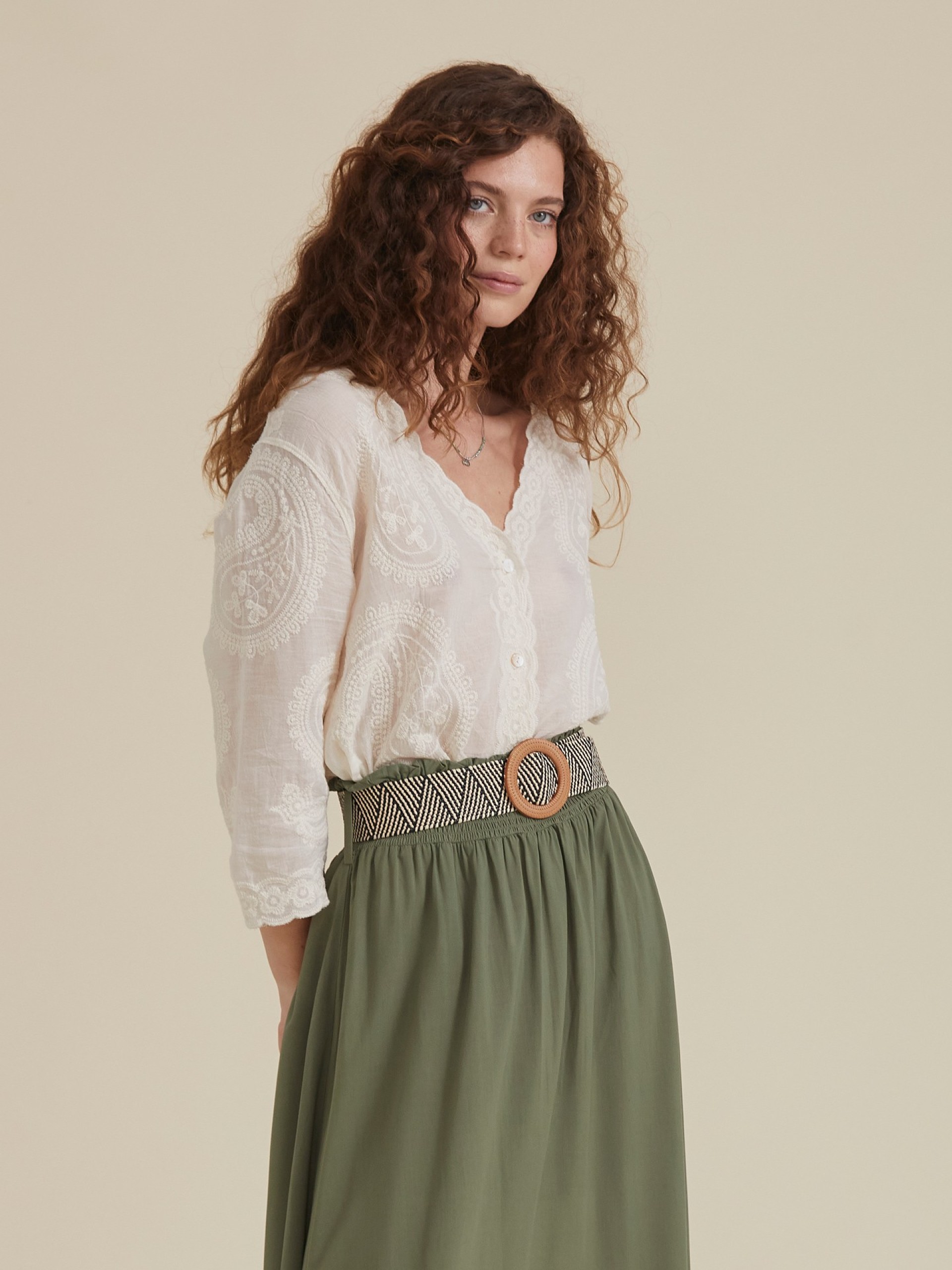 Camisa Bordado Natural