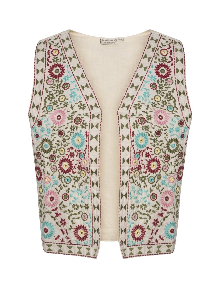 Colete Natural com Bordado