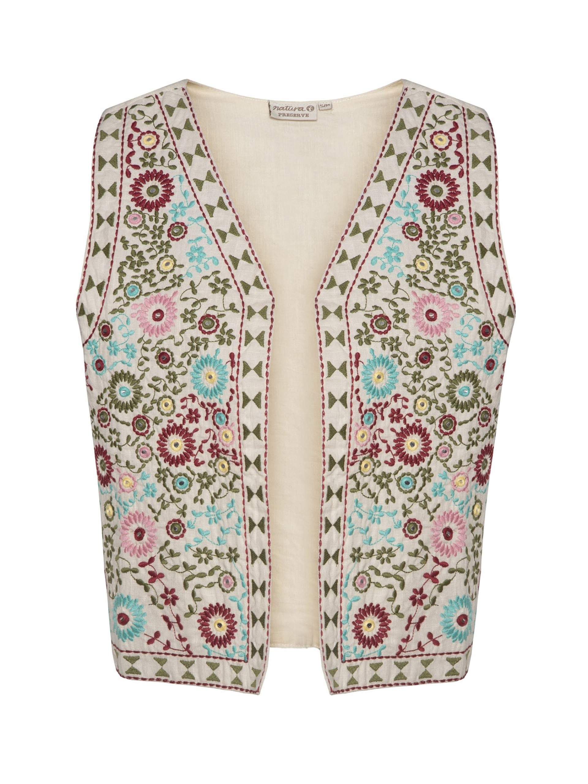 Colete Natural com Bordado